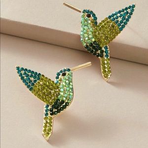 Rhinestone Bird Decor Earrings